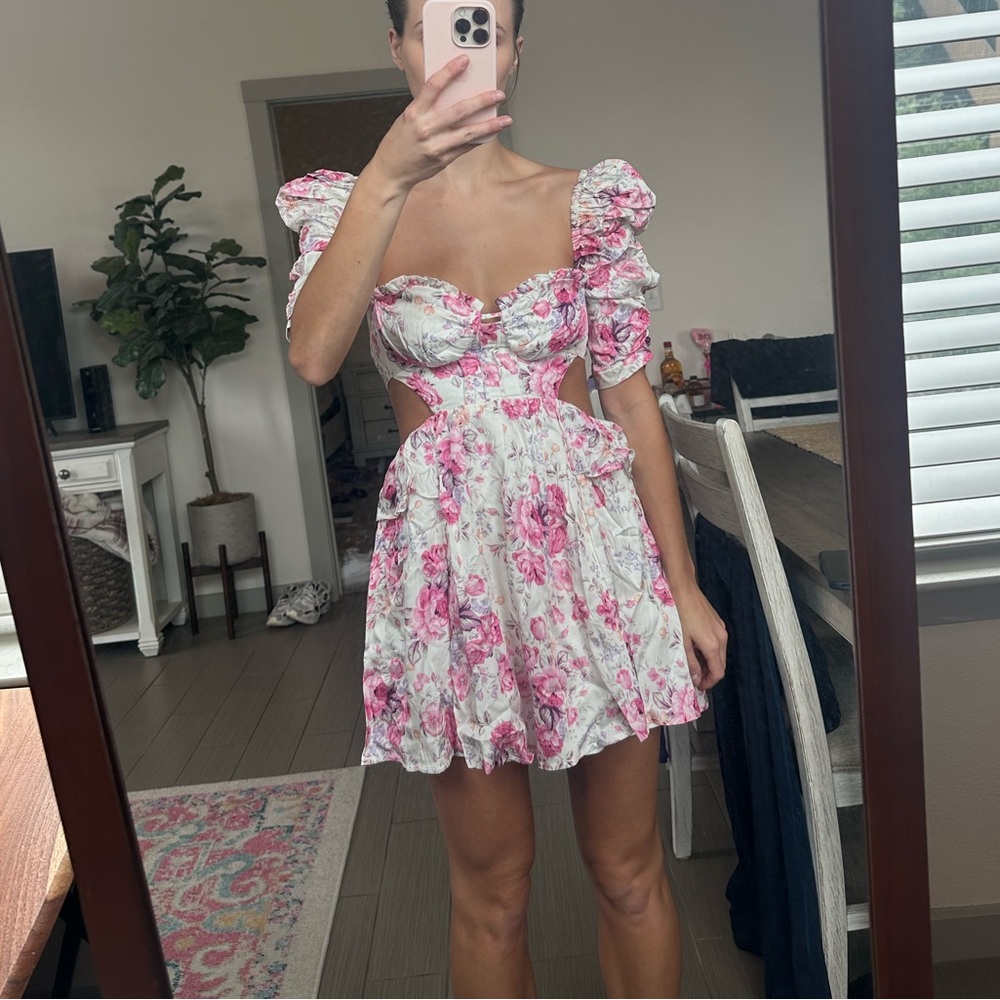 New with tags For Love and Lemons Lucia Mini Dress in Pink